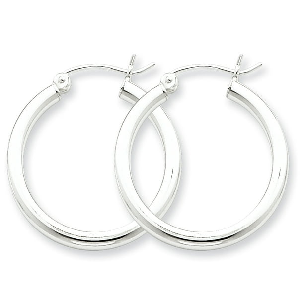 Sterling Silver Rhodium-plated 2.5mm Round Hoop Earrings 